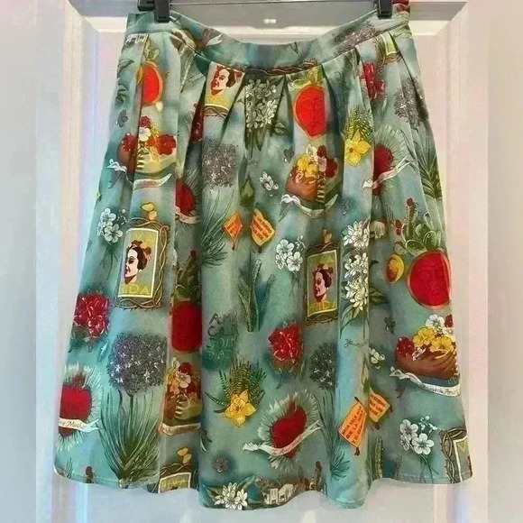 Grace Karin Frieda Kahlo ModCloth Steampunk Rockabilly Pleated Skirt Size XL - Picture 2 of 9